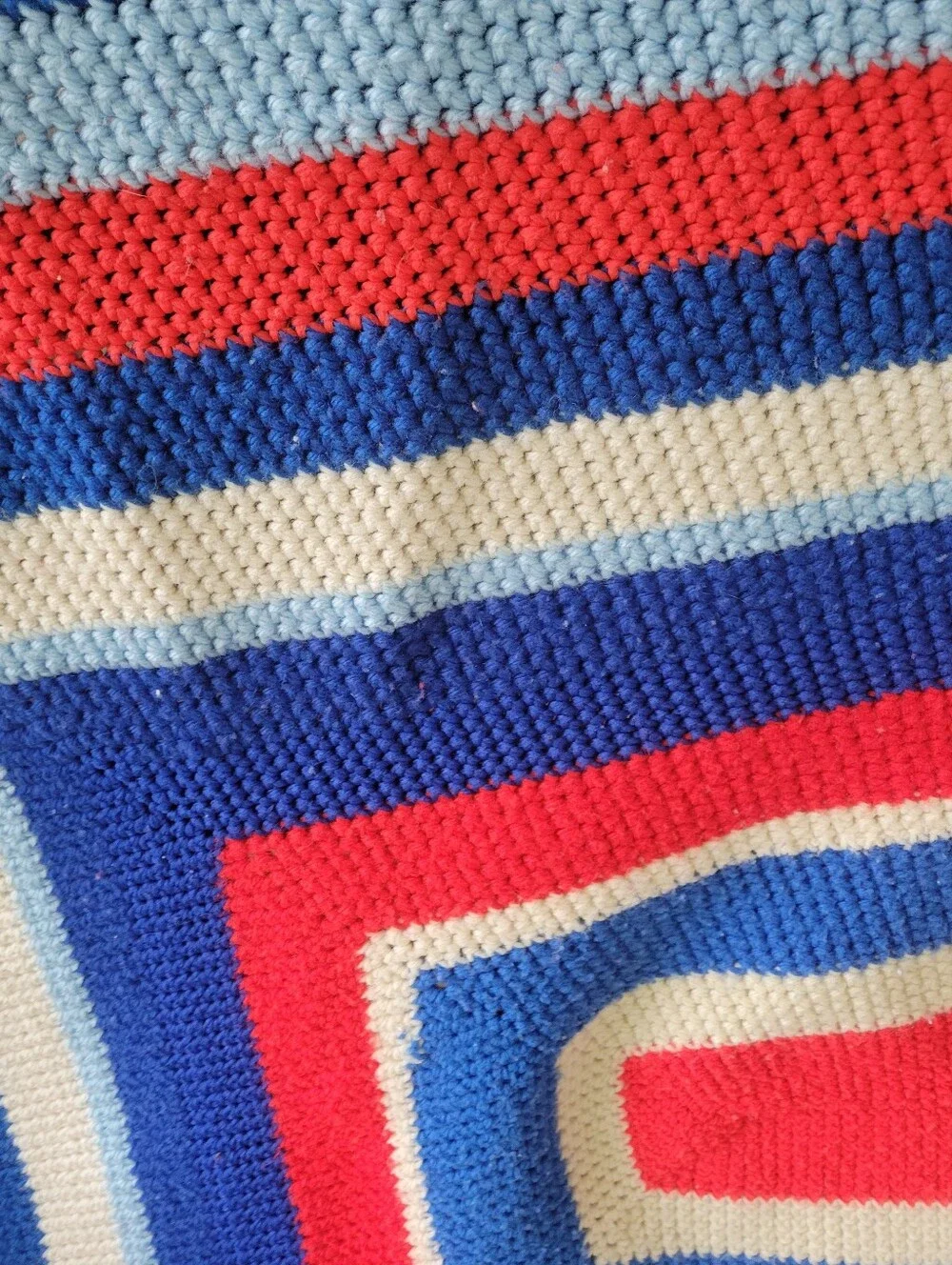 Handmade Red White & Blue Crochet Afghan + Bonus Afghan